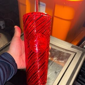Starbucks Vibrant Red Tumbler with Textured Design